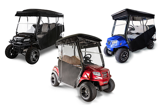 Onward golf cart enclosures for 2, 4, and 6 passengers