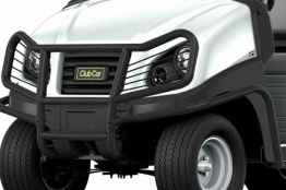 A brush guard is available as a commercial utility vehicle accessory from Club Car