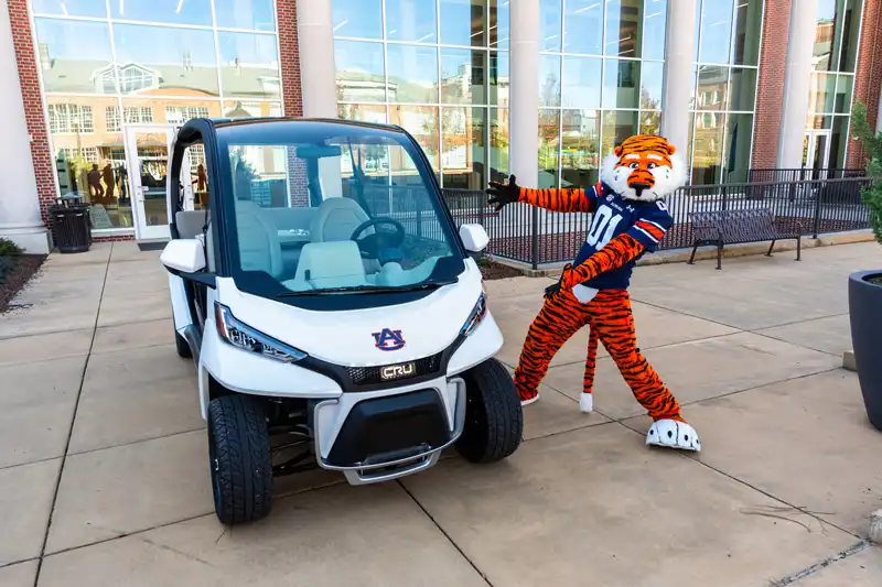 Aubie (Auburn University mascot) with Club Car CRU NEV