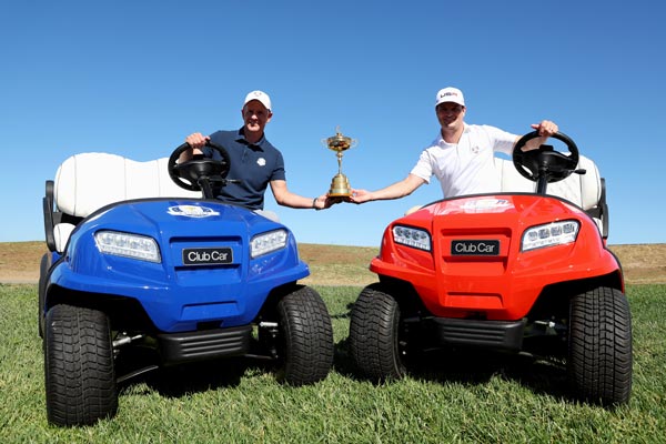 2023 Ryder Cup Captains in Onward 4 passenger golf carts