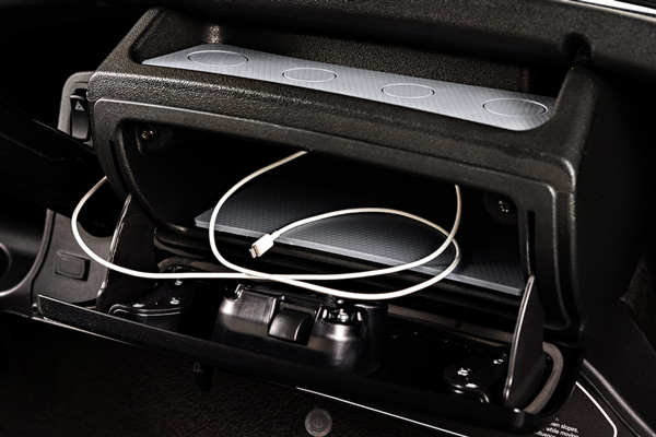 locking glove box for golf cart with room for charge cord