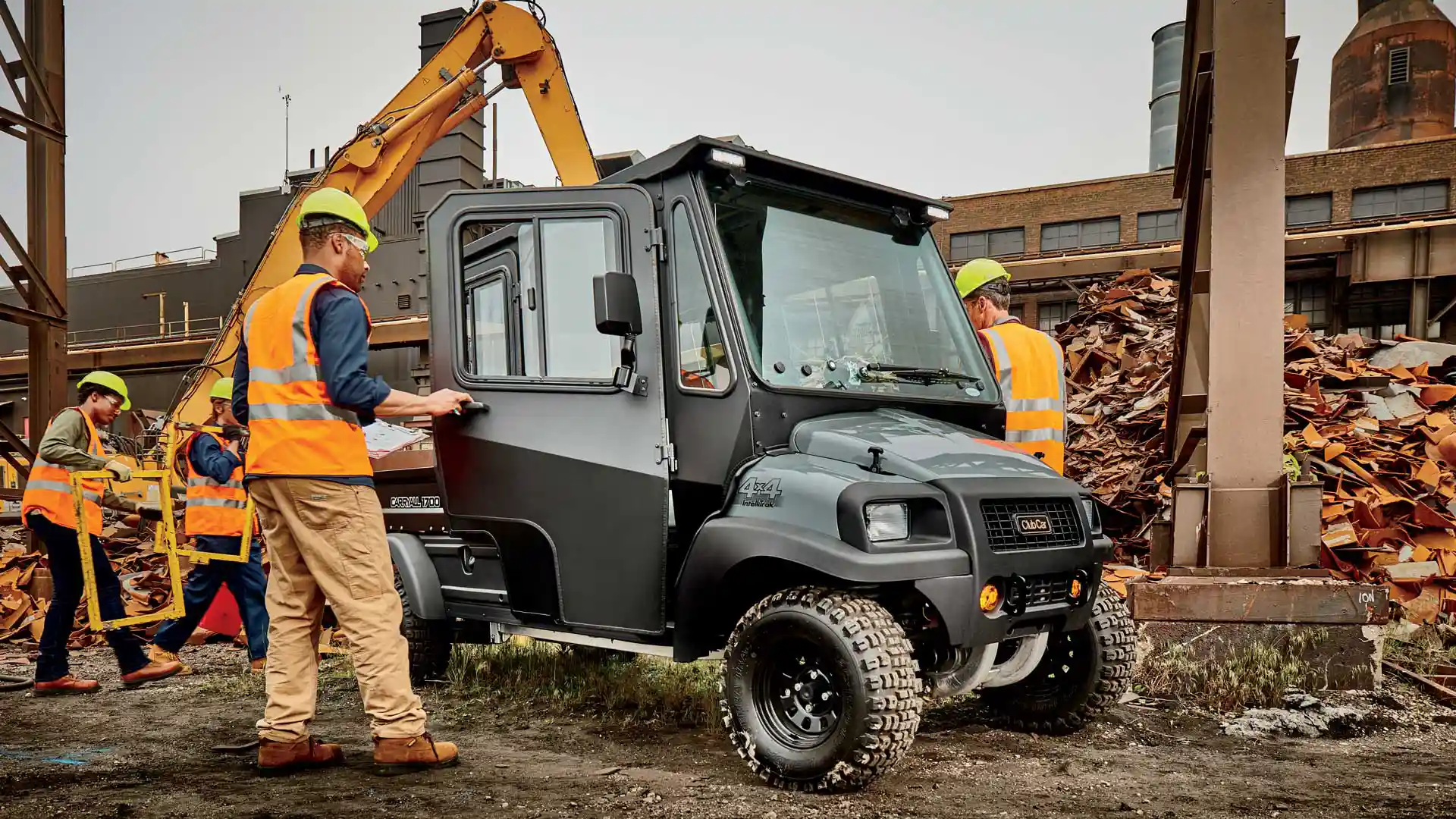 Carryall 1700 4x4 4-seater utility vehicle at construction site