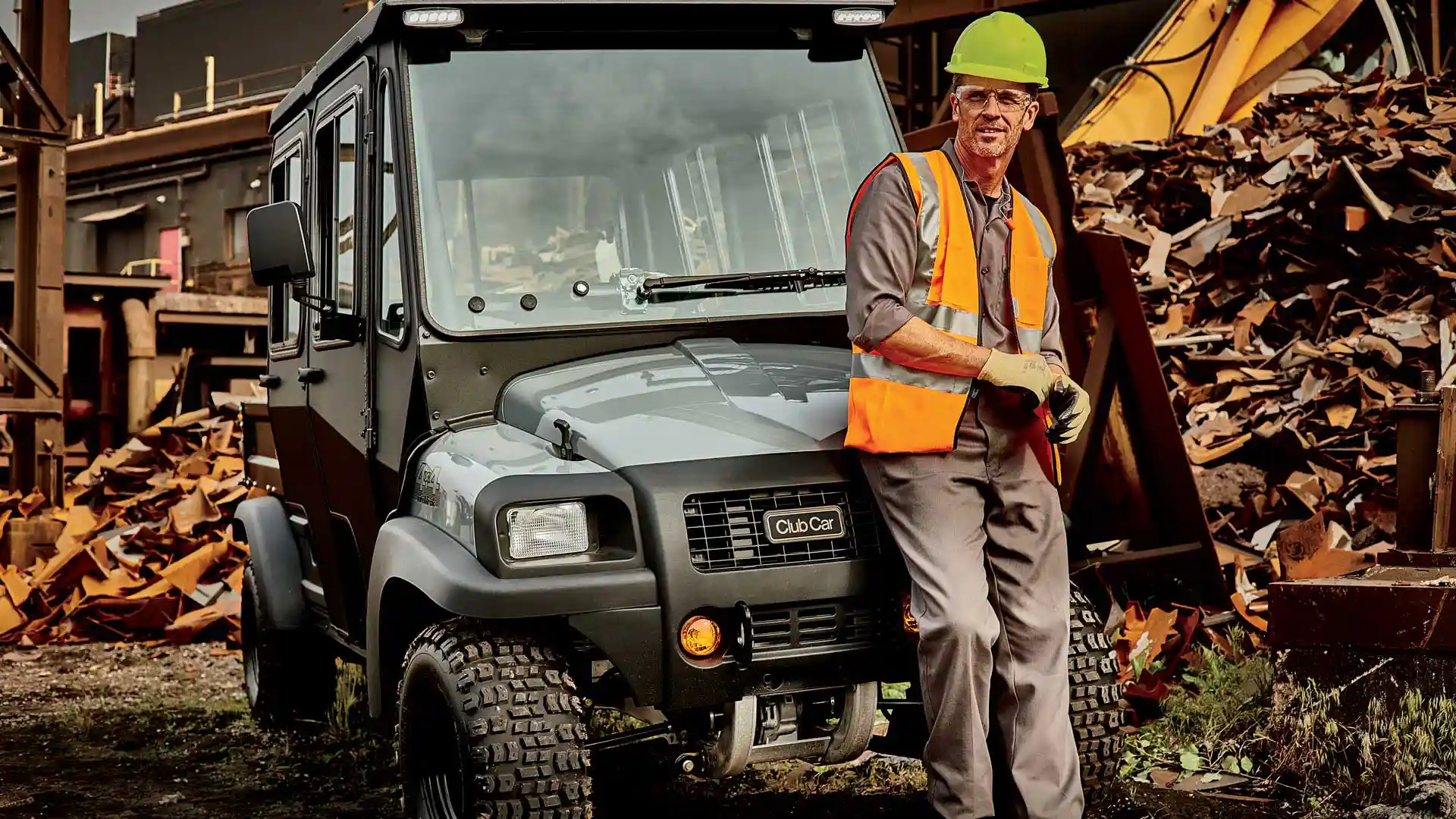 Carryall 1700 4x4 4-seater utility vehicle at construction site