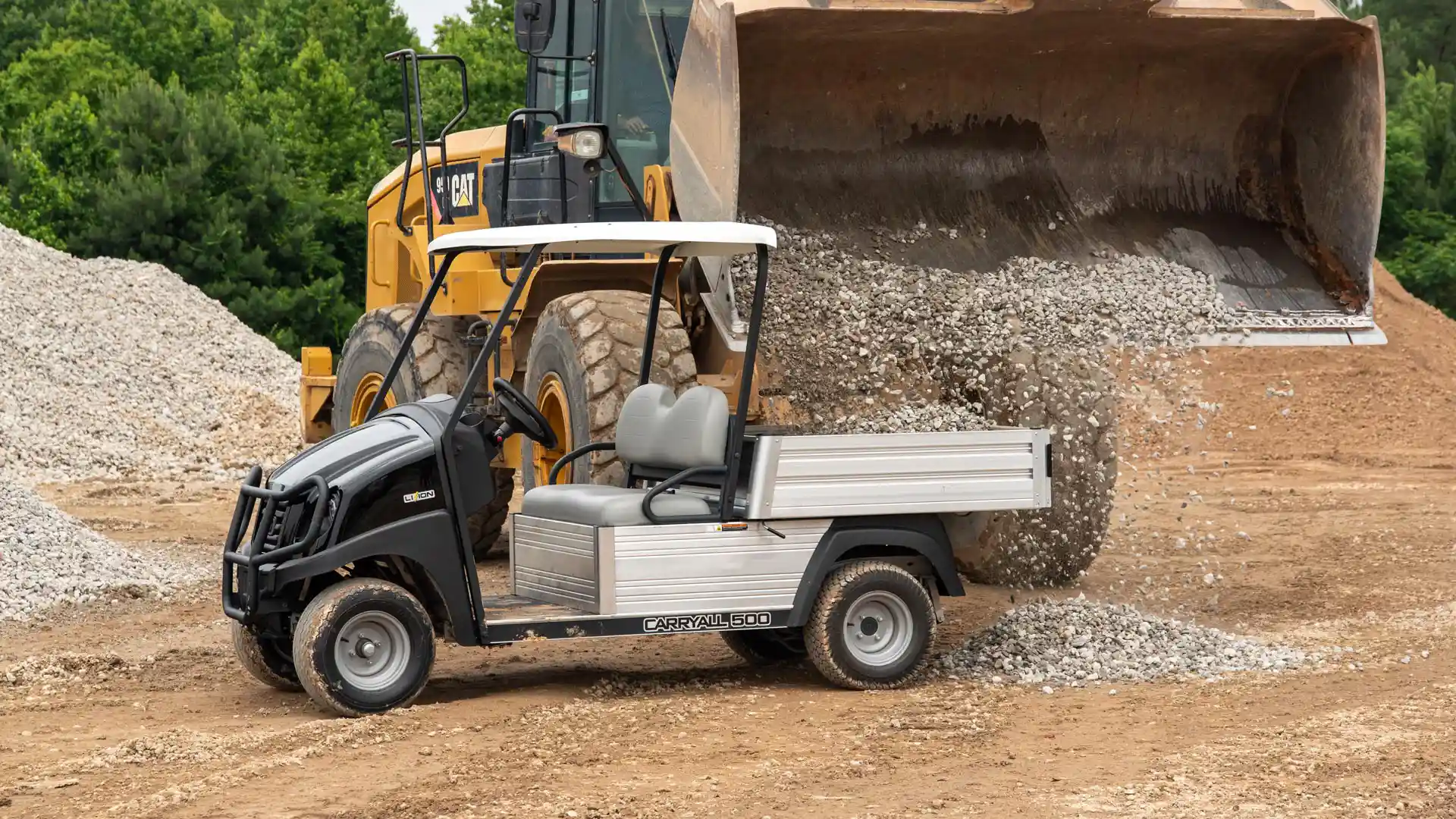 Lithium Ion powered utility vehicle at rock quarry