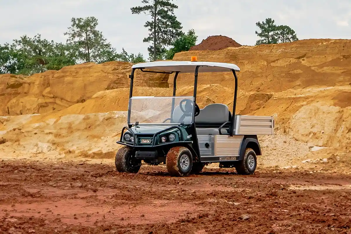 Carryall 502 utility vehicle at rugged industrial site