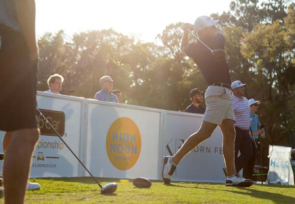Golfer swing action shot