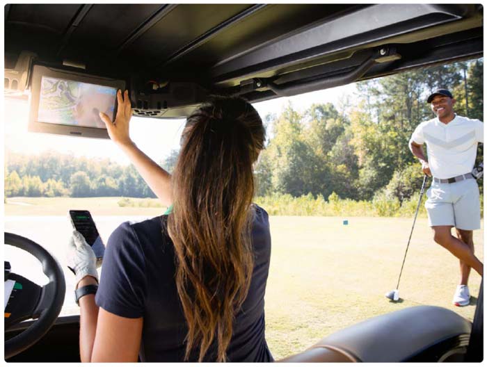 golf cart in-car entertainment, messaging, and car control