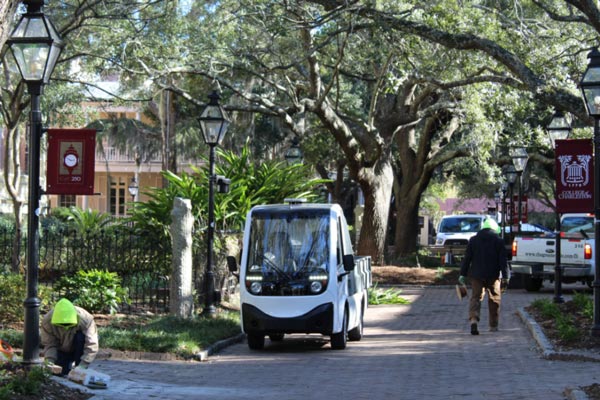 Electric utility vehicle for campus grounds maintenance