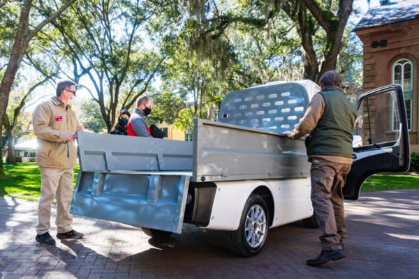 Club Car 411 electric work truck with versatile rear bed