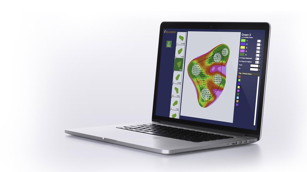 ezLocator pin management interface on laptop