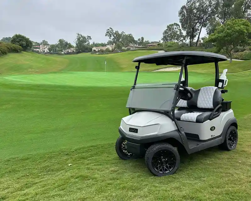 custom golf cart on a golf course