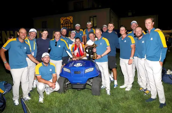 Ryder Cup Team Europe with Captain's Car