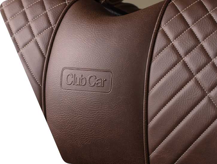 embossed brown leather custom golf cart seats