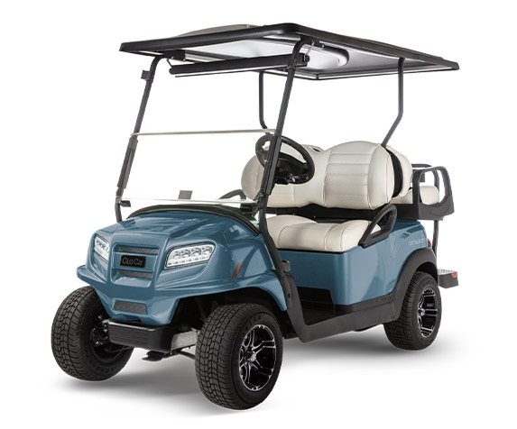 Carro de golf platino plateado Onward para 4 pasajeros 573x476