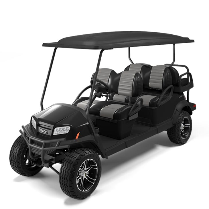 Carrinho de golfe Onward elevado para 6 passageiros Metallic Tuxedo Black