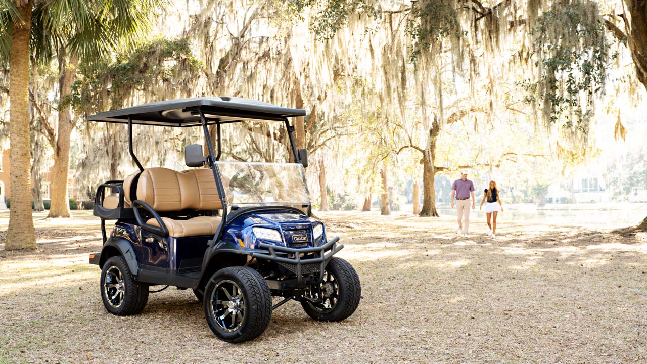 blue lifted 4 passenger Onward golf cart