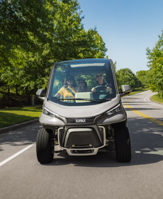 CRU electric vehicle driving on street