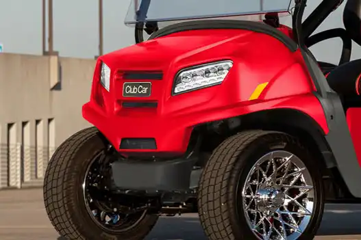 Red metallic painted golf cart