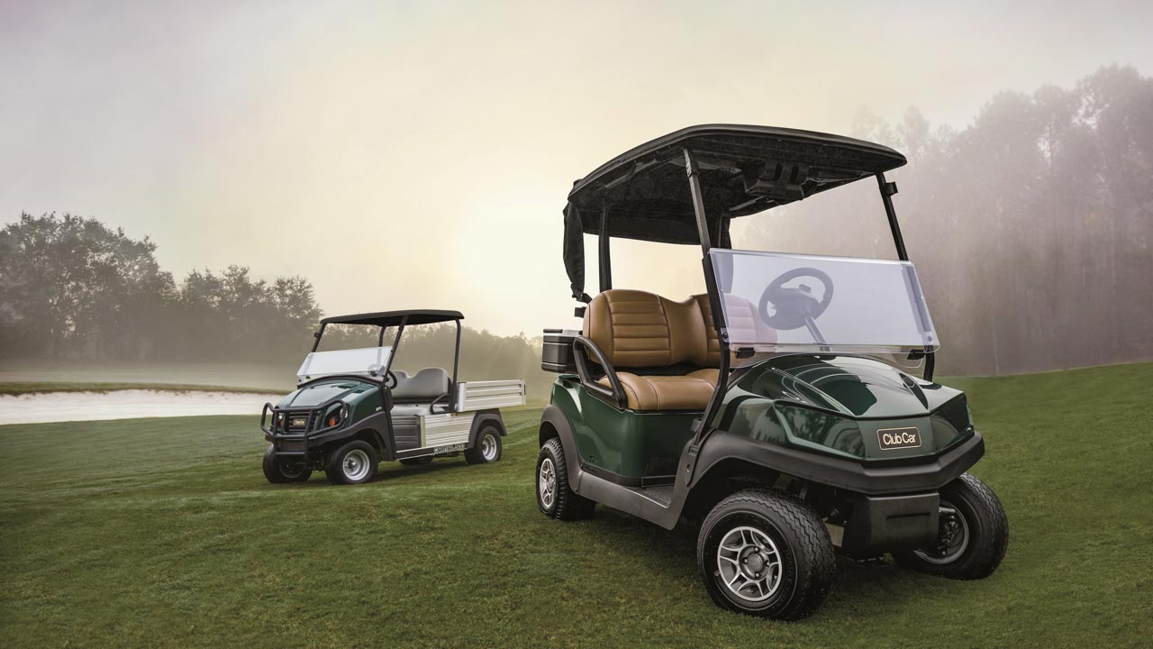 Tempo Golf Cart and Carryall Turf Utility Vehicle on golf course green