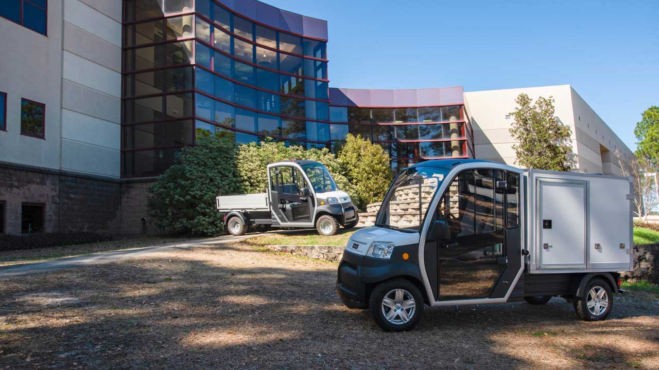 Club Car Urban electric truck on corporate campus