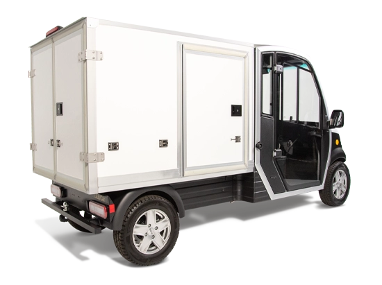 urban electric truck with van box rear view
