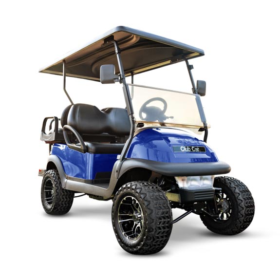 V4L lifted 4 passenger golf cart with blue paint