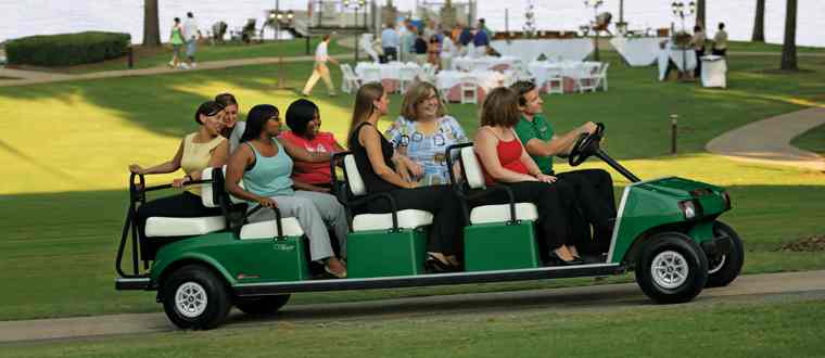Our Carryall, Villager, and Transporter series of vehicles are great rental options