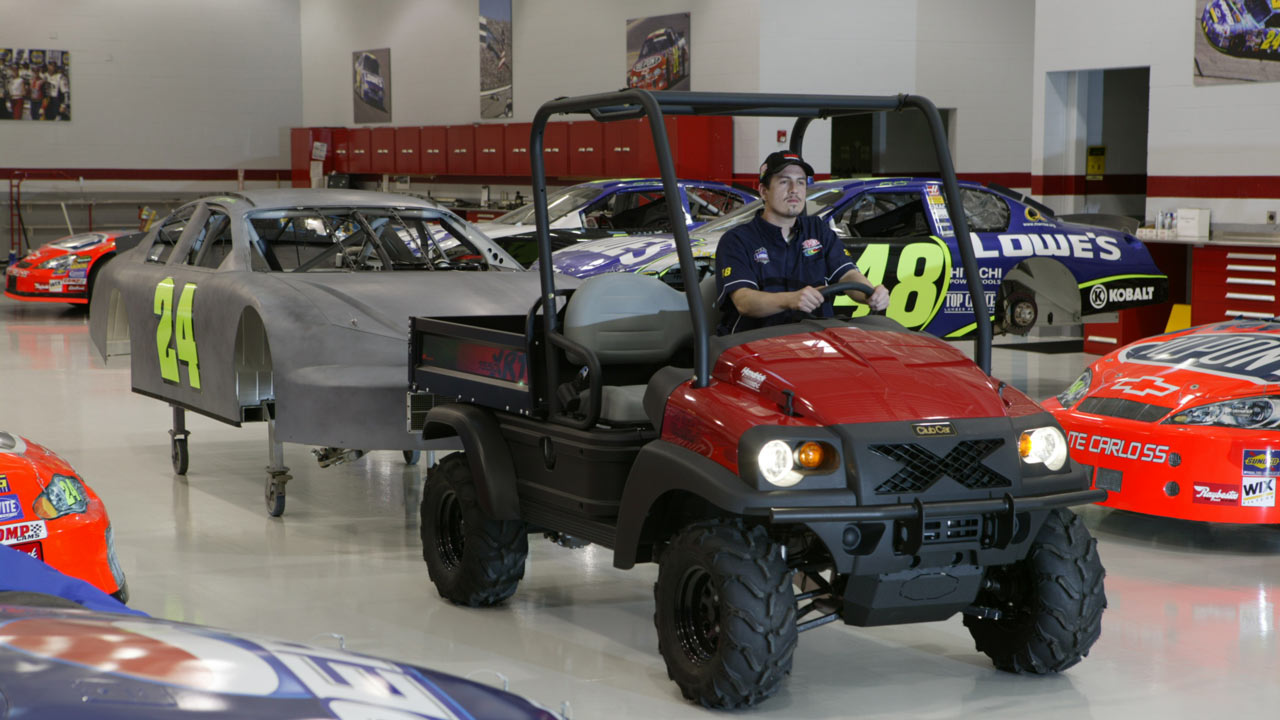 XRT 1550 4x4 utility vehicle in Nascar garage